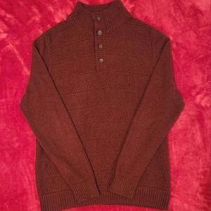 Marc Anthony Mens Knit Pull Over Sweater Button Up Crew Neck Burgundy Sz Medium